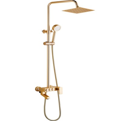 New design bathroom wall mounted whole Gold body space aluminum bath faucet Shower Sets